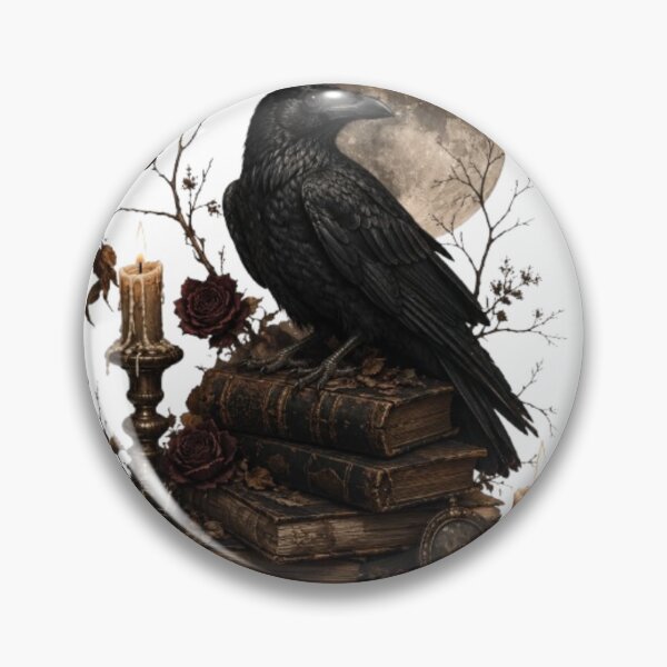 Item preview, Dark Academia Raven | Gothic Books & Candles | Vintage Moonlight Illustration | Gothic Aesthetic Art designed and sold by Trendykunnu.