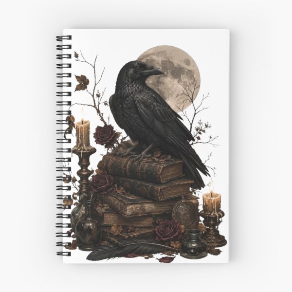 Item preview, Dark Academia Raven | Gothic Books & Candles | Vintage Moonlight Illustration | Gothic Aesthetic Art designed and sold by Trendykunnu.
