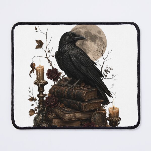 Item preview, Dark Academia Raven | Gothic Books & Candles | Vintage Moonlight Illustration | Gothic Aesthetic Art designed and sold by Trendykunnu.