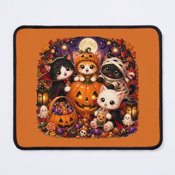 Item preview, Cute Halloween Cats Shirt, Kawaii Black Cat Pumpkin, Vampire Mummy Kitten, Spooky Trick or Treat Boba Tea Autumn Design designed and sold by ALH Apparel.