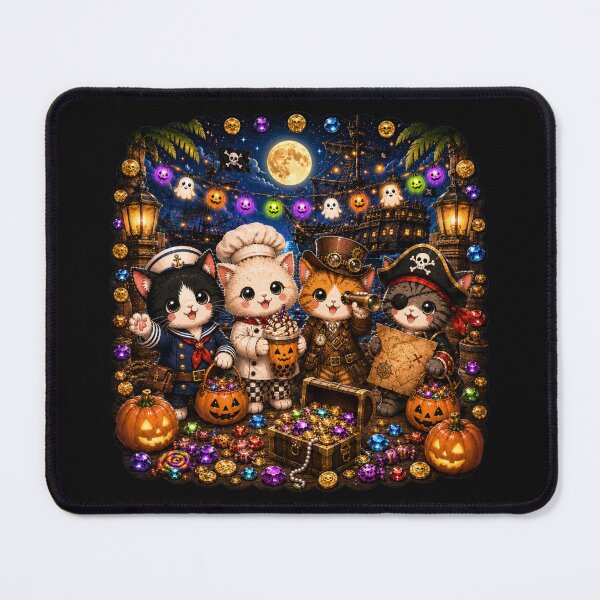 Item preview, Cute Halloween Pirate Cats Shirt, Kawaii Pirate Kitten Crew, Spooky Black Cat, Ghost Pumpkin Boba, Pirate Ship Halloween Costume Design designed and sold by ALH Apparel.