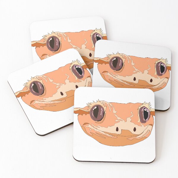 Item preview, Peach crested gecko face designed and sold by LeahcarsArt.
