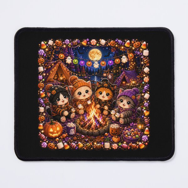 Item preview, Cute Halloween Campfire Kittens Cozy Camping Pumpkin Ghost Kawaii Autumn Halloween Shirt designed and sold by ALH Apparel.