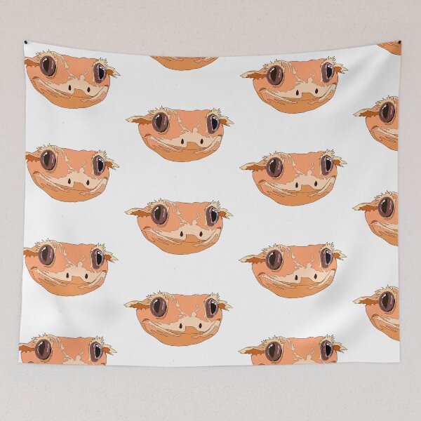 Item preview, Peach crested gecko face designed and sold by LeahcarsArt.
