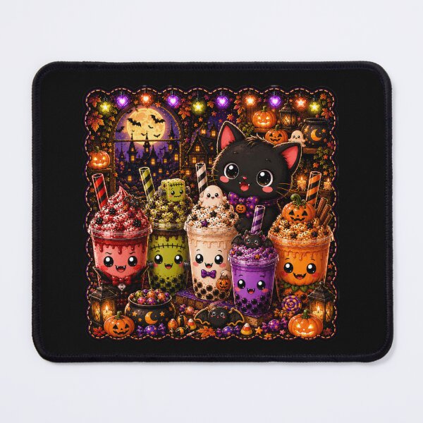 Item preview, Cute Halloween Boba Tea Black Cat Pumpkin Ghost Frankenstein Kawaii Autumn Spooky Season Shirt designed and sold by ALH Apparel.