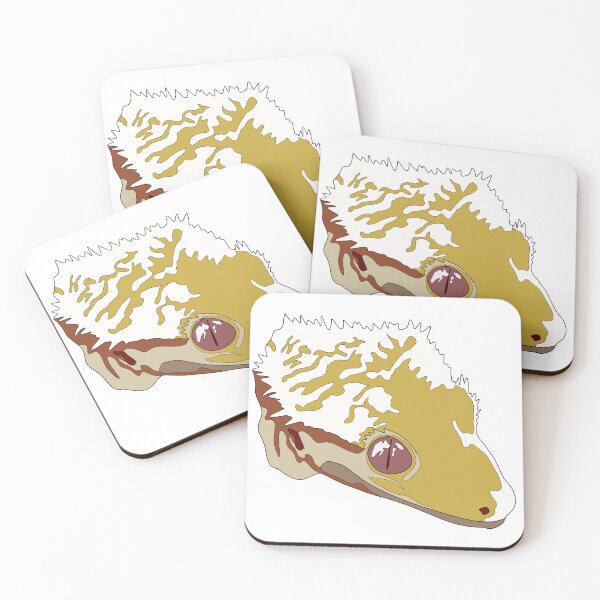 Item preview, Tricolor crested gecko face designed and sold by LeahcarsArt.