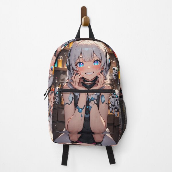 Item preview, Cheerful anime android girl and small robots designed and sold by ArtsJulian.
