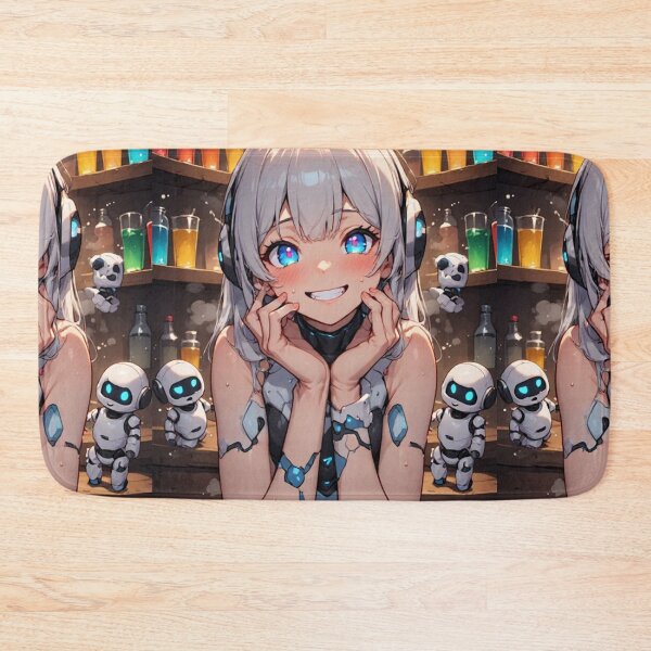 Item preview, Cheerful anime android girl and small robots designed and sold by ArtsJulian.