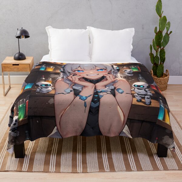 Item preview, Cheerful anime android girl and small robots designed and sold by ArtsJulian.
