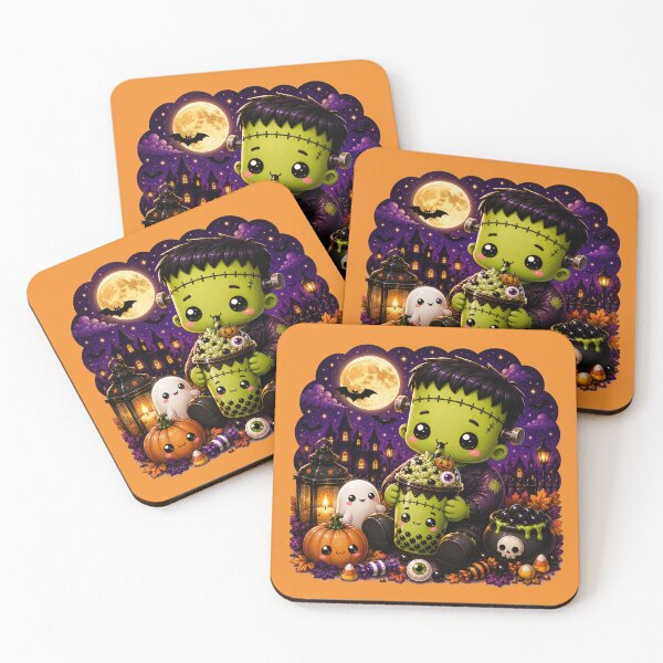 Item preview, Cute Frankenstein Halloween Boba Tea | Kawaii Ghost Pumpkin Spooky Season designed and sold by ALH Apparel.