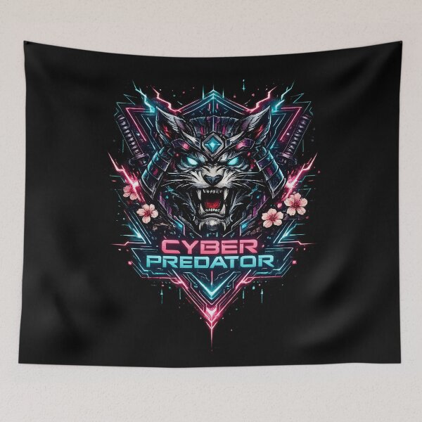 Item preview, Cyber Predator Neon Samurai Cyberpunk Artwork designed and sold by CreativeMindsetLab.