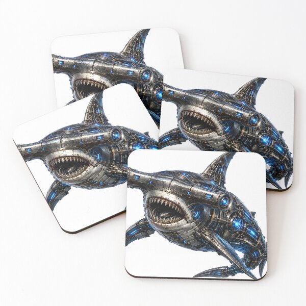Item preview, Steel Hammerhead V5+ | Premium Mechanical Hammerhead Shark | Futuristic Cyber Marine Art designed and sold by SteelCoat Studio.