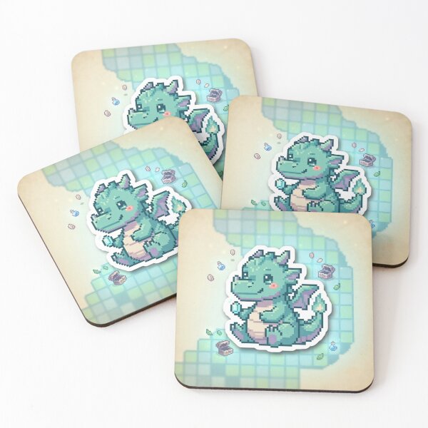 Item preview, Dragón Pixel Art con Tesoro Mágico designed and sold by Purpleclomb.