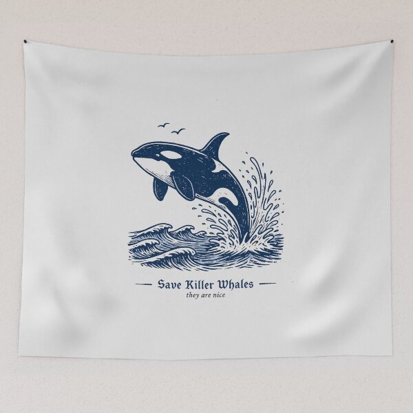 Item preview, Save Killer Whales Vintage Orca Woodcut Ocean Conservation Design designed and sold by paulo silveira.