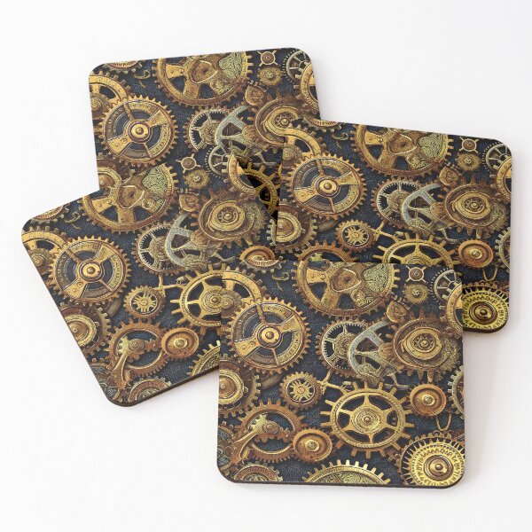 Item preview, Steampunk Industrial Gears (Faux) Brass Machinery Seamless Pattern designed and sold by DEC02.