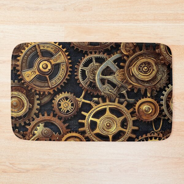 Item preview, Steampunk Industrial Gears (Faux) Brass Machinery Seamless Pattern designed and sold by DEC02.