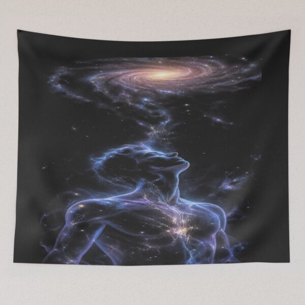Item preview, The Soul Made of Stardust, Cosmic Being Contemplating the Galaxy - Spiritual Art of the Universe designed and sold by RAYBIL.