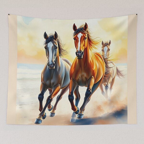 Item preview, Three sunset horses and ocean designed and sold by Khala.