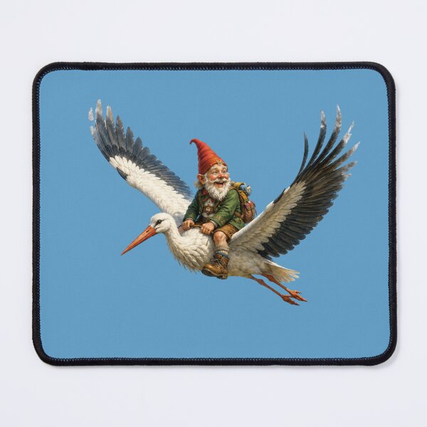 Item preview, Alpine Gnome Riding a Majestic Stork – Funny Fantasy Forest Adventure designed and sold by Alpine-Ink.
