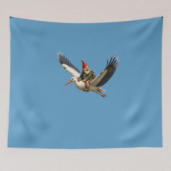 Item preview, Alpine Gnome Riding a Majestic Stork – Funny Fantasy Forest Adventure designed and sold by Alpine-Ink.
