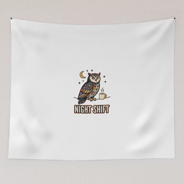Item preview, Night Shift Folk Owl Illustration designed and sold by GoofyShopp.