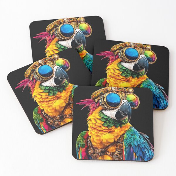 Item preview, Steampunk Colorful Exotic Parrot Art With Steampunk Goggles designed and sold by DEC02.