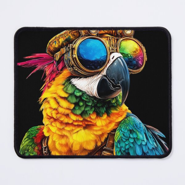 Item preview, Steampunk Colorful Exotic Parrot Art With Steampunk Goggles designed and sold by DEC02.