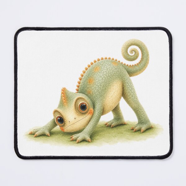 Item preview, Downward Dog Pose Chameleon Yoga Watercolor Print designed and sold by YogiAnimalArt.
