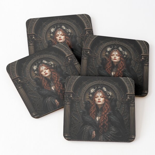 Item preview, Mystical Gothic Portrait of a Woman with Ravens and Flowers 5 designed and sold by Lucia Amaris Art.