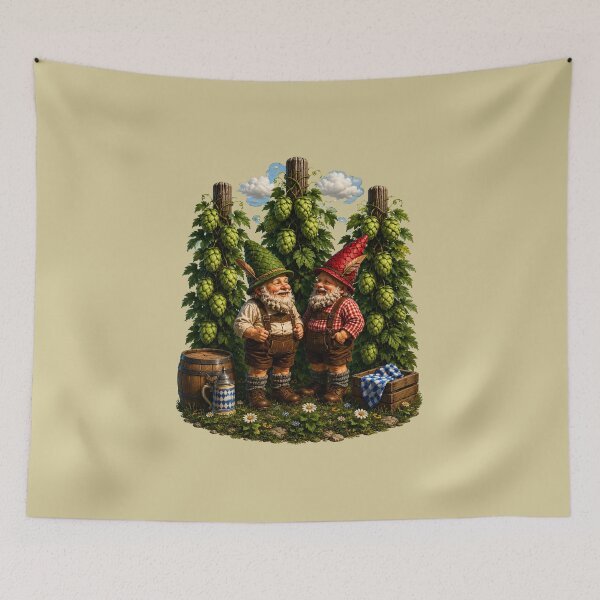 Item preview, Bavarian Garden Gnomes – Funny Hop Garden Dwarfs Illustration designed and sold by Alpine-Ink.