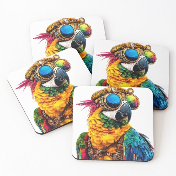 Item preview, Steampunk Parrot With Colorful Feathers And Fantasy Goggles  designed and sold by DEC02.