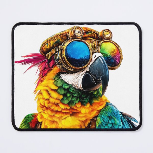 Item preview, Steampunk Parrot With Colorful Feathers And Fantasy Goggles designed and sold by DEC02.