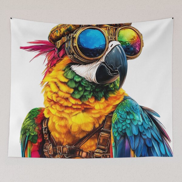 Item preview, Steampunk Parrot With Colorful Feathers And Fantasy Goggles  designed and sold by DEC02.