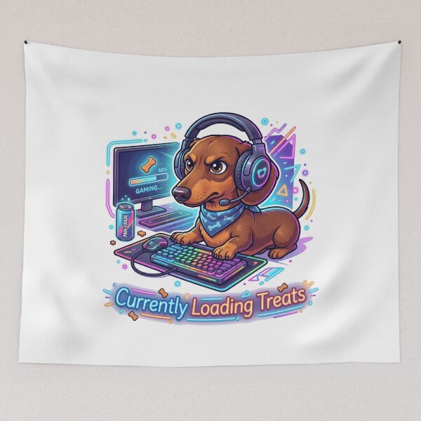 Item preview, Gamer Dachshund Currently Loading Treats Funny Design designed and sold by jgoteiner.