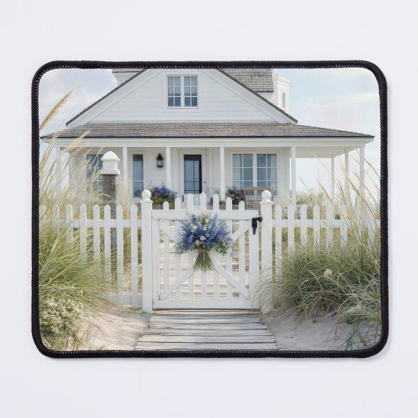 Item preview, White Beach Cottage with Picket Fence designed and sold by Maria Dryfhout.