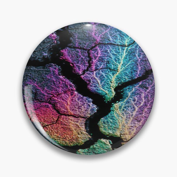 Item preview, The Earth's Vital Energy, Luminescent Veins on Cracked Earth - Abstract Neon Art with Fissures and Electric Roots designed and sold by RAYBIL.