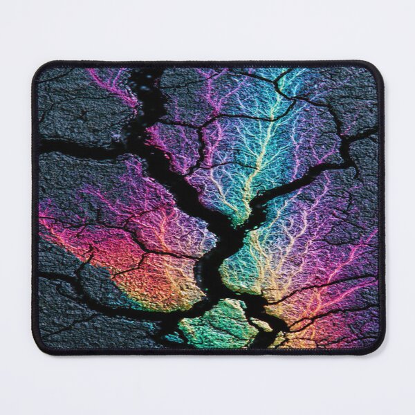 Item preview, The Earth's Vital Energy, Luminescent Veins on Cracked Earth - Abstract Neon Art with Fissures and Electric Roots designed and sold by RAYBIL.