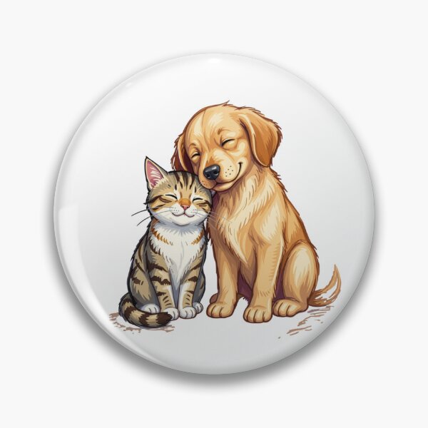 Item preview, Cute Golden Retriever Puppy and Tabby Cat Best Friends designed and sold by Inka Moon Design.