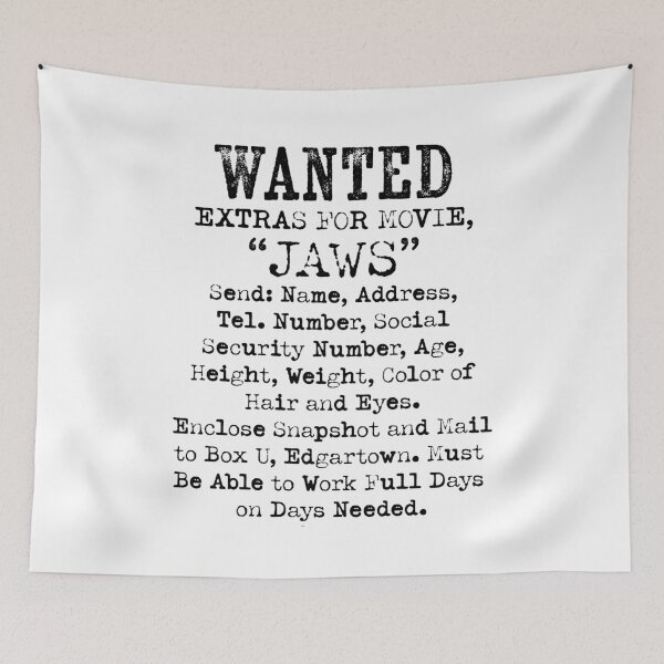 Item preview, Wanted, Extras for JAWS designed and sold by BANDOFSCRIBBLE Hollywood.