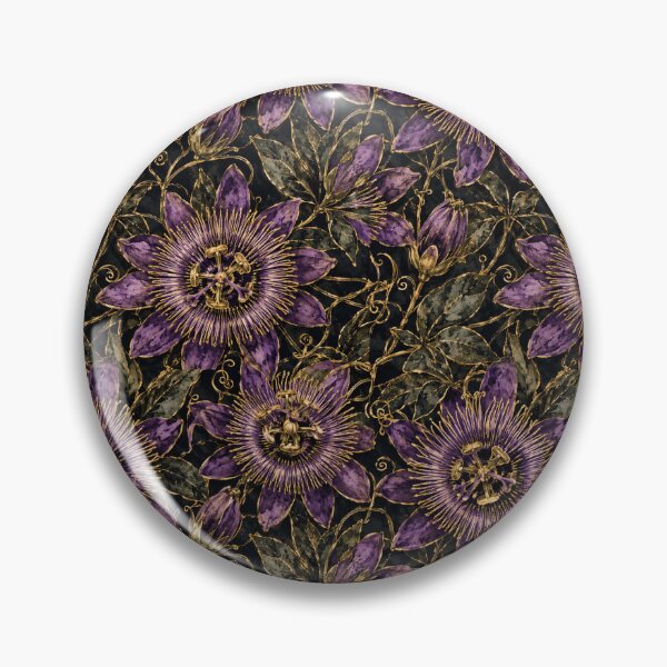 Item preview, Passionflower Gold Ink Luxury Dark Seamless Pattern designed and sold by Inkworksbyshery.