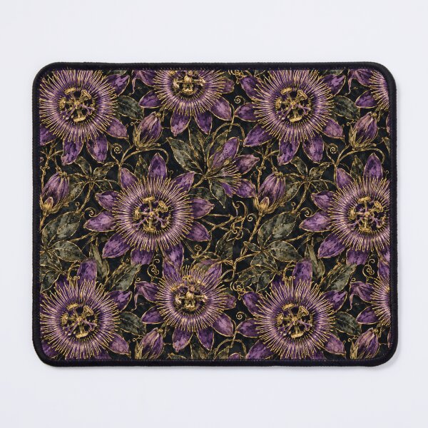 Item preview, Passionflower Gold Ink Luxury Dark Seamless Pattern designed and sold by Inkworksbyshery.