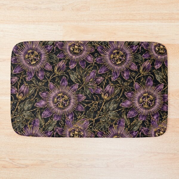 Item preview, Passionflower Gold Ink Luxury Dark Seamless Pattern designed and sold by Inkworksbyshery.