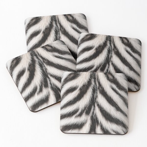 Item preview, White Tiger Back Fur Pattern - Realistic Black & White Symmetrical Design designed and sold by Nine Lives Studio.