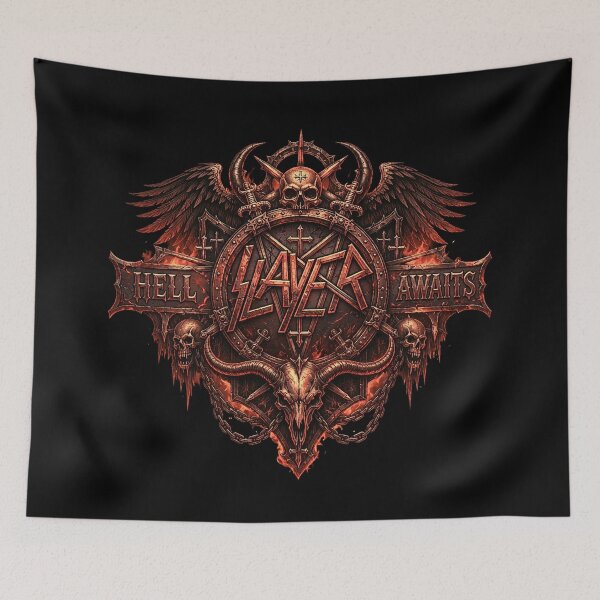Item preview, Slayer Gothic Skull Heavy Metal Crest Shirt designed and sold by DeimosArtIntl.