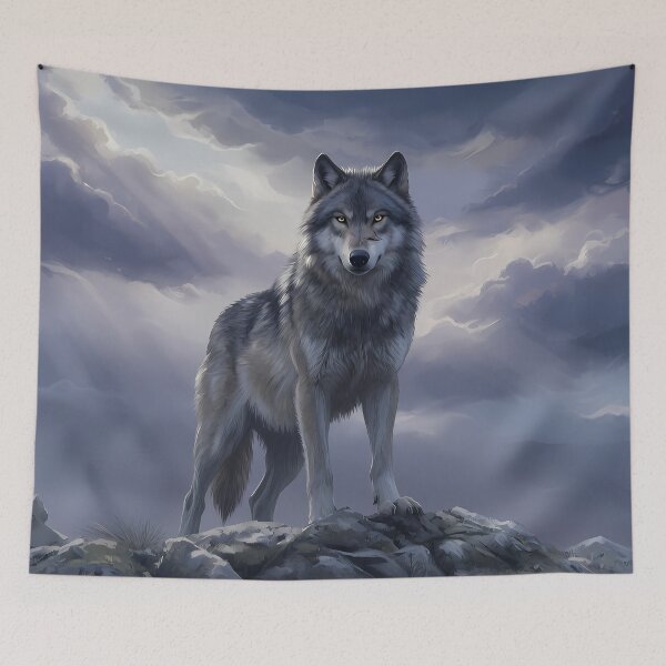 Item preview, Mystic Wolf Under Stormy Sky | Digital Wildlife Art designed and sold by RkskArt.