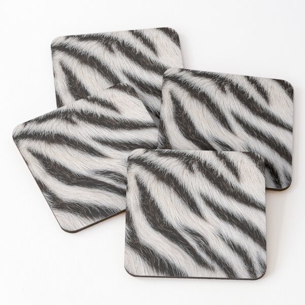 Item preview, White Tiger Diagonal Stripe Pattern - Realistic Black & White Fur Print designed and sold by Yoruhara.