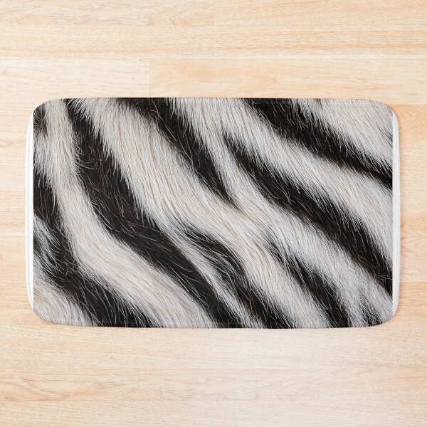 Item preview, White Tiger Diagonal Stripe Pattern - Realistic Black & White Fur Print designed and sold by Nine Lives Studio.