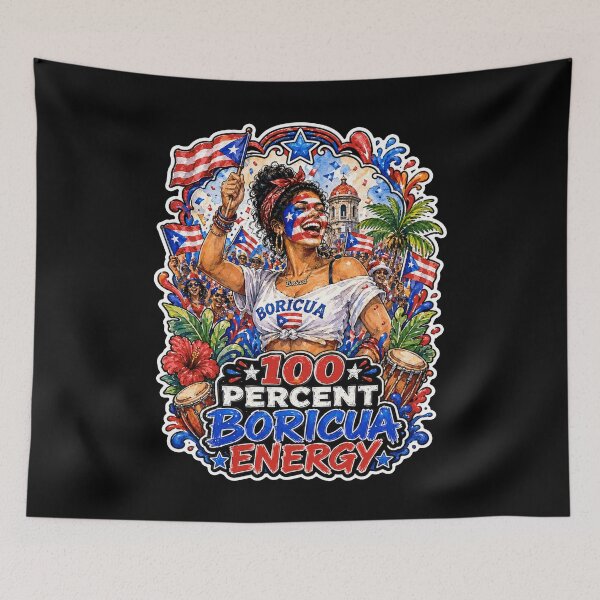 Item preview, 100 Percent Boricua Energy Puerto Rican Flag Pride designed and sold by No Limits T-Shirts.