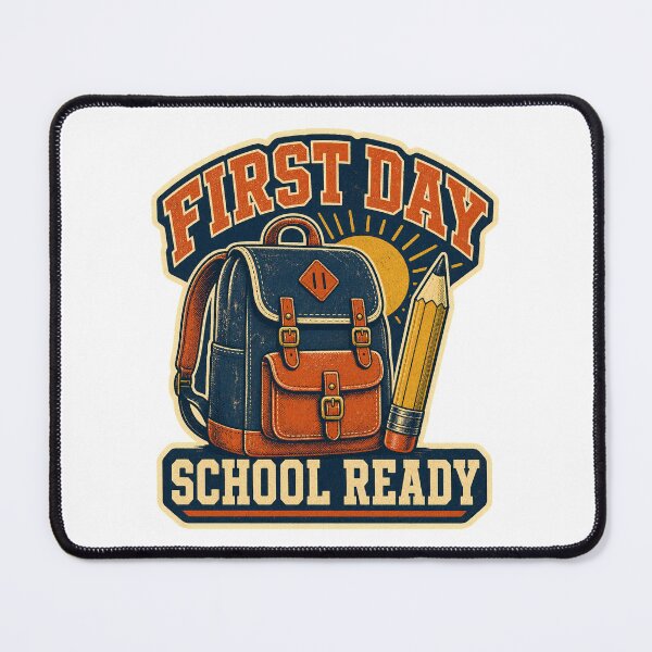 Aperçu de l'œuvre First Day of School Shirt Vintage Backpack Badge créée et vendue par Freshloop Studio | Whimsical Vintage Art.