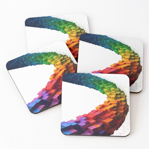 Item preview, The Moving Chromatic Ribbon, 3D Cube Rainbow Ribbon - Dynamic Abstract Art with Colored Particles designed and sold by RAYBIL.